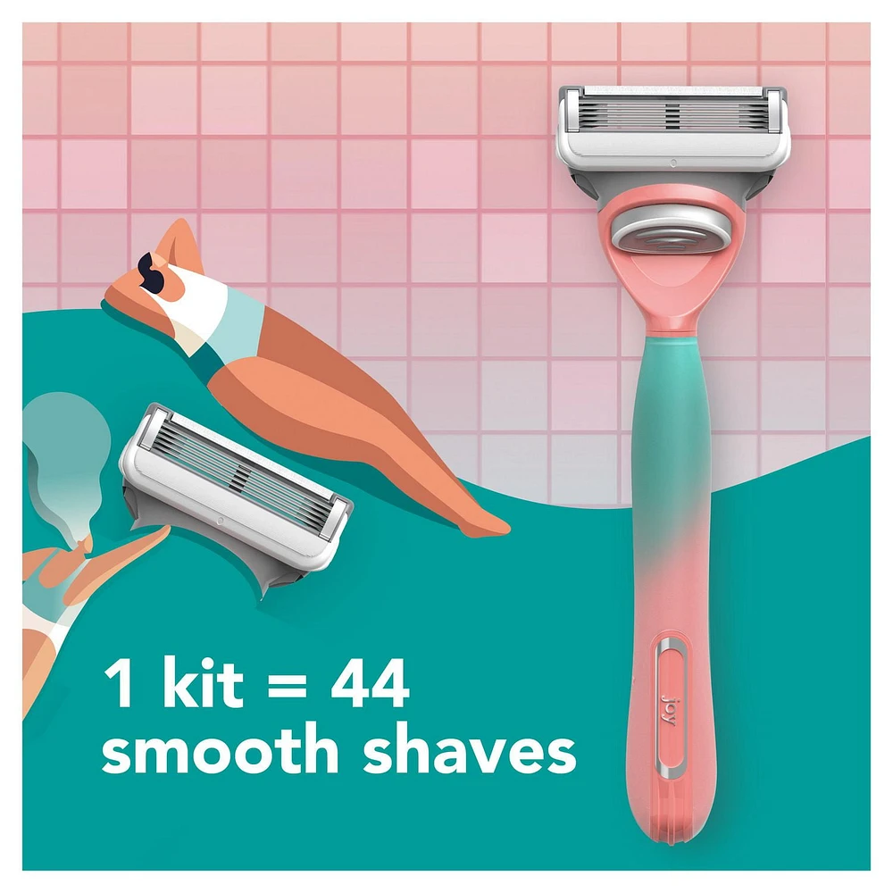 rasoir joy qui change de couleur pour femmes, trousse de rasage avec 1 manche + 2 cartouches de rechange 1CT