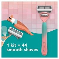 rasoir joy qui change de couleur pour femmes, trousse de rasage avec 1 manche + 2 cartouches de rechange 1CT
