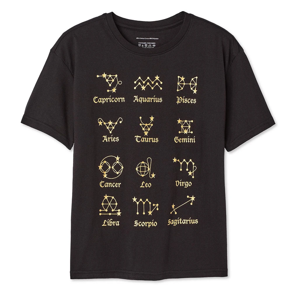 T-shirt à imprimé graphique Zodiac pour femmes