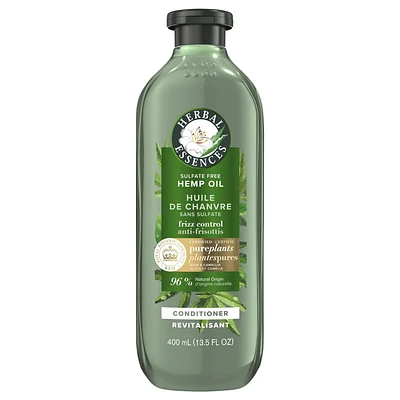 Revitalisant sans sulfate à l’huile de chanvre Herbal Essences, anti-frisottis, avec huile de camélia et aloès certifiés, pour tous les types de cheveux, particulièrement les cheveux frisottés Acrylic French, Hype