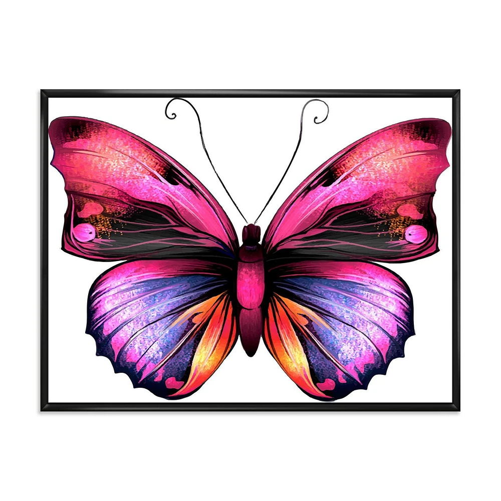 Designart Bright Pink Butterfly Portrait FLOAT FRAME WALL ART