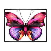 Designart Bright Pink Butterfly Portrait FLOAT FRAME WALL ART