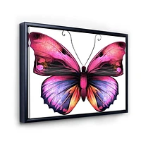 Designart Bright Pink Butterfly Portrait FLOAT FRAME WALL ART