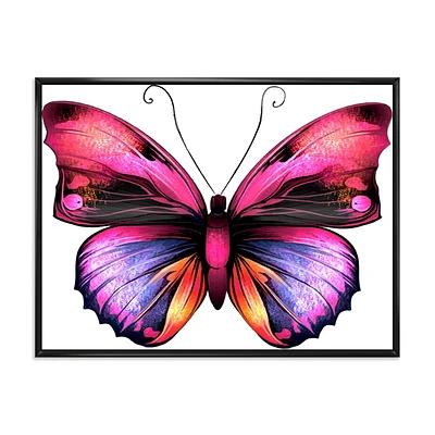 Designart Bright Pink Butterfly Portrait FLOAT FRAME WALL ART