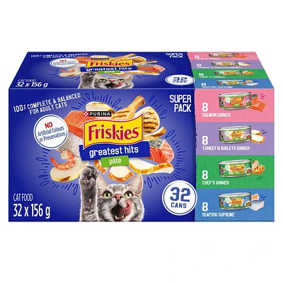 Friskies Pate Greatest Hits Variety Pack, Wet Cat Food 32 X 156g, 32 X 156g