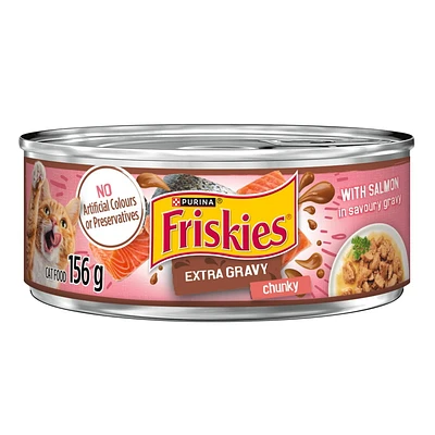 Friskies Riche en Sauce Bouchées avec Saumon en Sauce Savoureuse Nourriture pour Chats 156g
