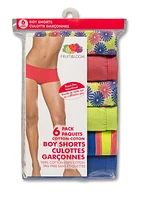 Fruit of the Loom Ladies Cotton Boyshort, 6-Pack