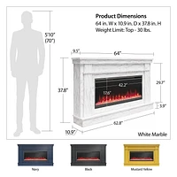 Novogratz Waverly Wide Mantel with Linear Electric Fireplace & Crystal Ember Bed, Mustard Yellow