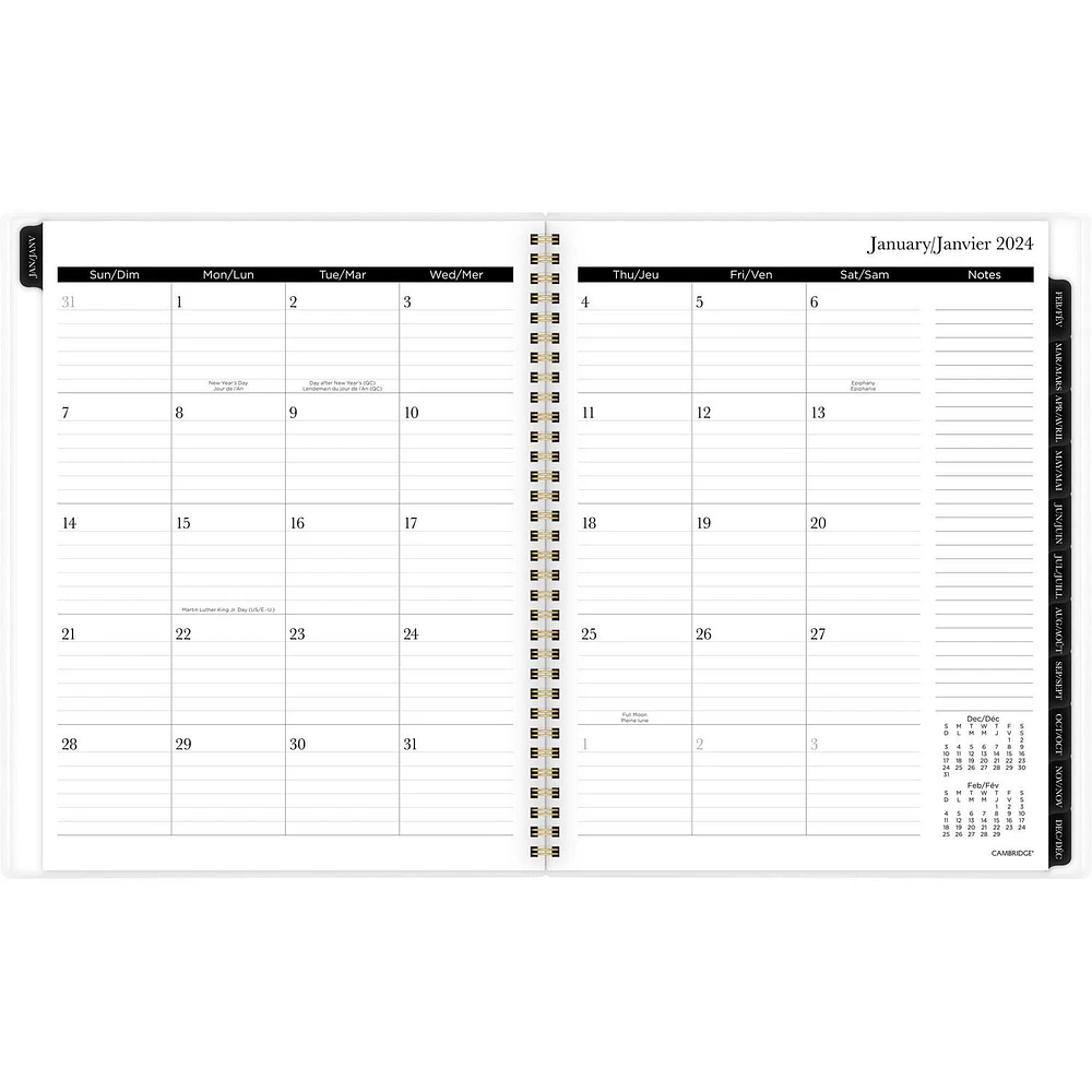 Cambridge® Large Weekly/Monthly Wild Roses Frosted Poly Planner, Planner