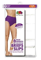 Fruit of the Loom Ladies White Cotton Briefs, 6-Pack