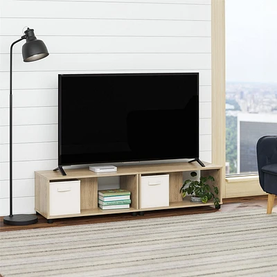 Mainstays Adjustable Side by Side or Stacking TV Stand for TVs up to 70 inches, Natural