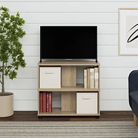 Mainstays Adjustable Side by Side or Stacking TV Stand for TVs up to 70 inches, Natural