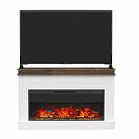 Ameriwood Home Mateo Wide Mantel with Linear Electric Fireplace and Remote for TVs up to 65", Ivory Oak/Rustic