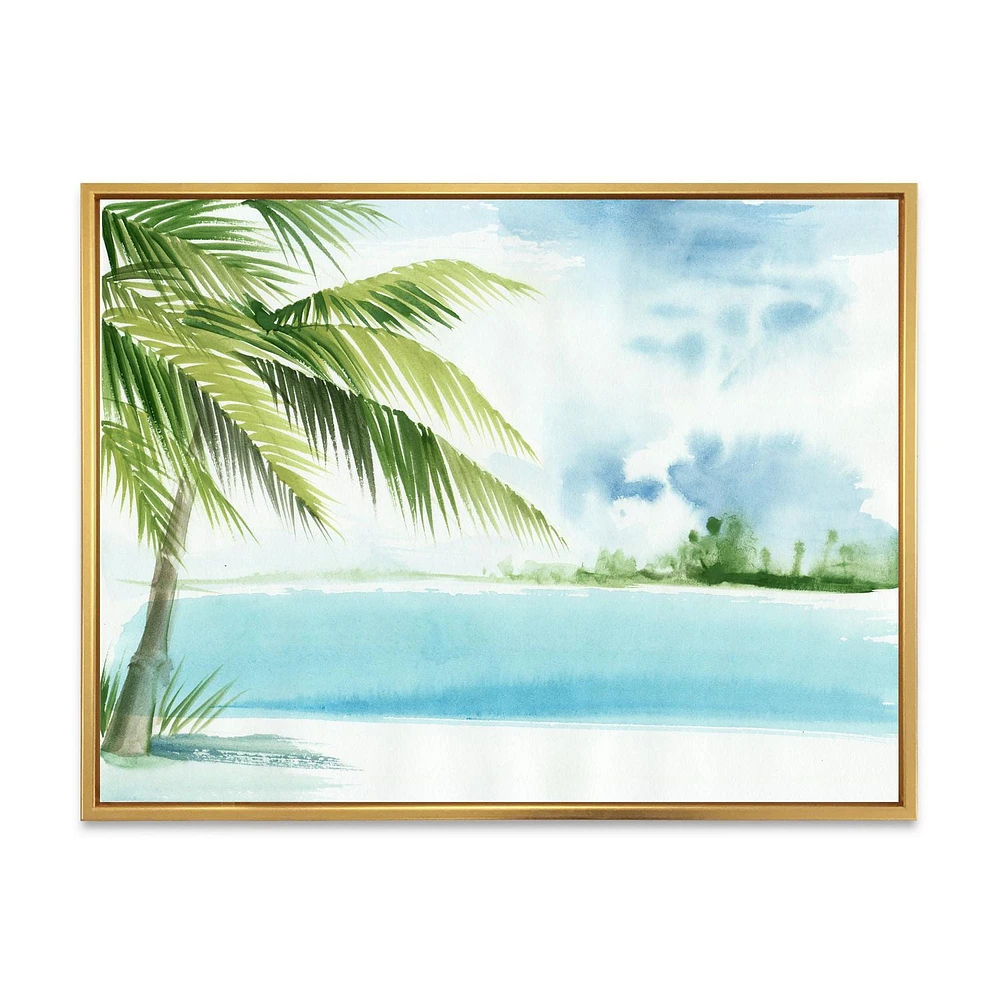 Designart Palm Beach Resort At Dawn I FLOAT FRAME WALL ART