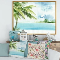 Designart Palm Beach Resort At Dawn I FLOAT FRAME WALL ART