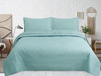Marina Decoration Ensemble de literie en tissu Pinsonic uni gaufré, couvre-lit ultra doux pour l'été, avec taies d'oreiller, couleur verte