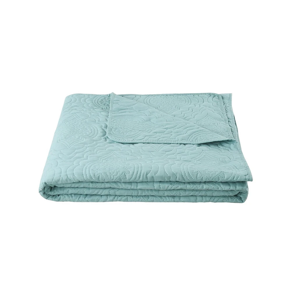 Marina Decoration Solid Embossed Pinsonic Coverlet Bedspread Bedding Ultra Soft Summer Quilt Set with Shams