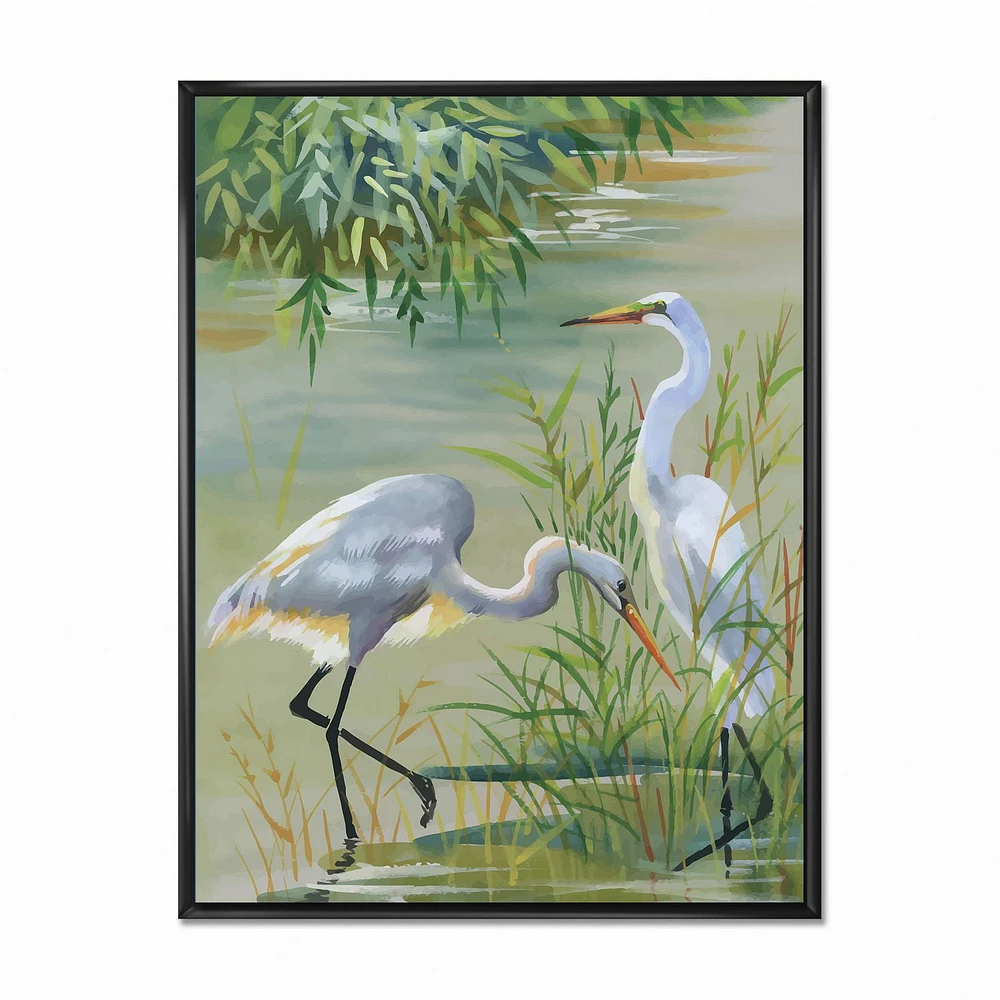 Designart Heron Birds I FLOAT FRAME WALL ART