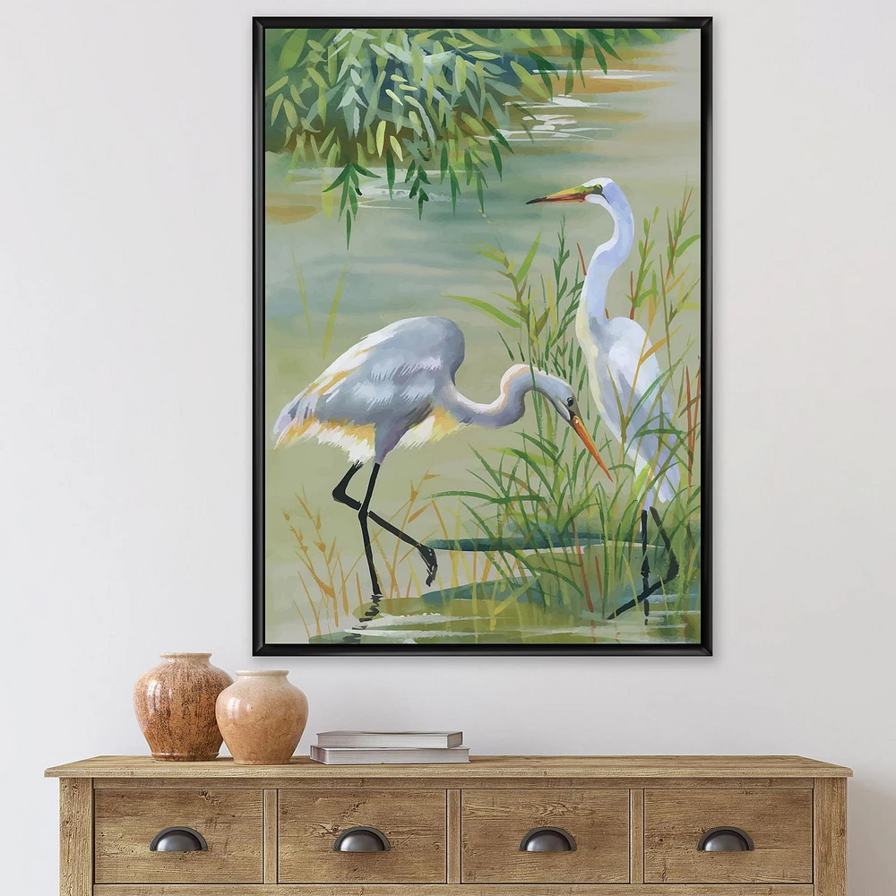 Designart Heron Birds I FLOAT FRAME WALL ART