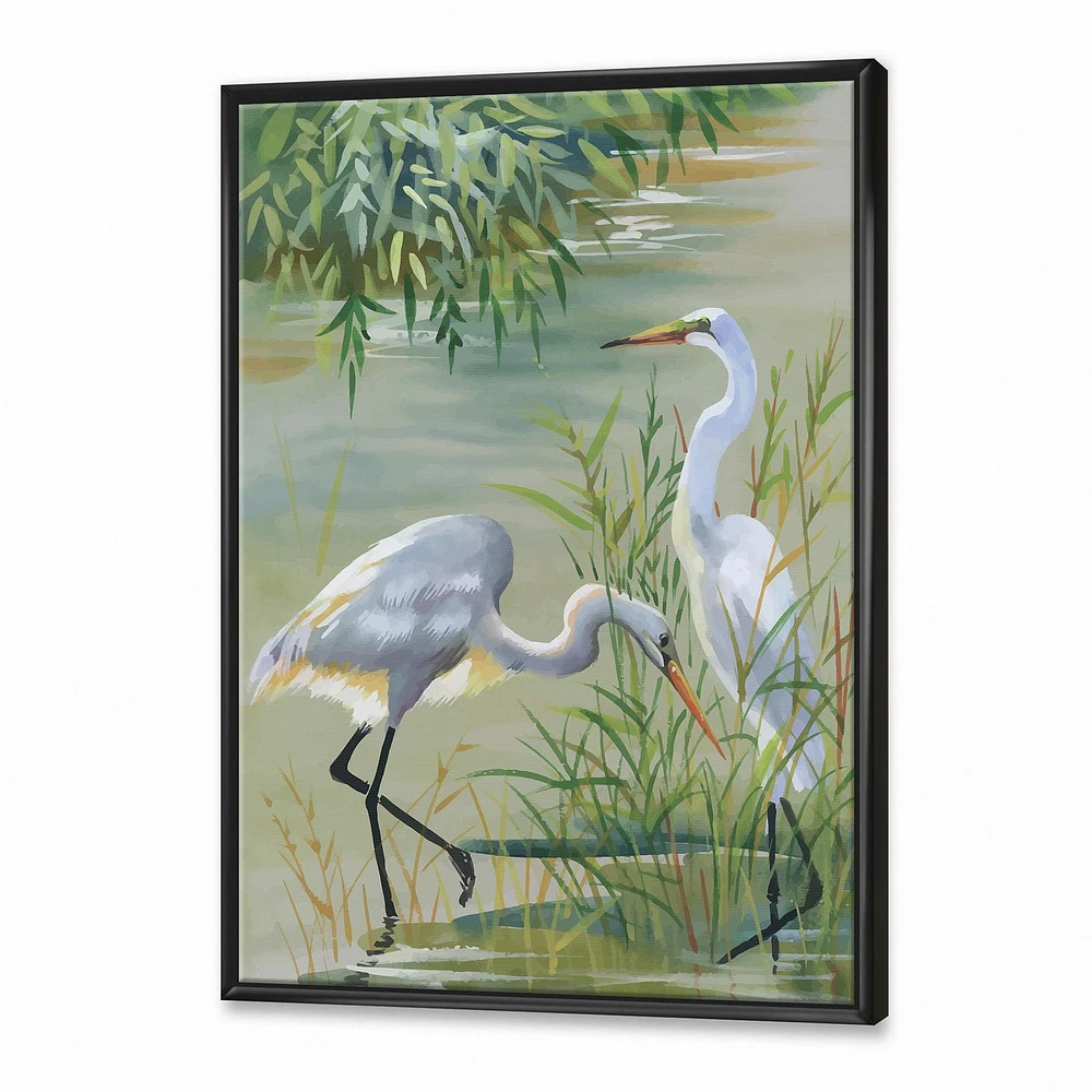 Designart Heron Birds I FLOAT FRAME WALL ART