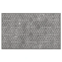 18-inch x 30-inch Malika Grey Printed Floor Mat, Machine washable doormat