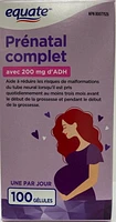 Equate Prenatal Complete with 200mg DHA, 100 Softgels, <br>One per day