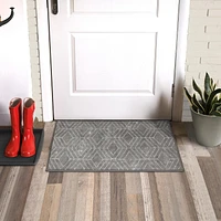 18-inch x 30-inch Malika Grey Printed Floor Mat, Machine washable doormat