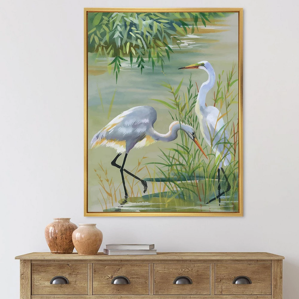 Designart Heron Birds I FLOAT FRAME WALL ART