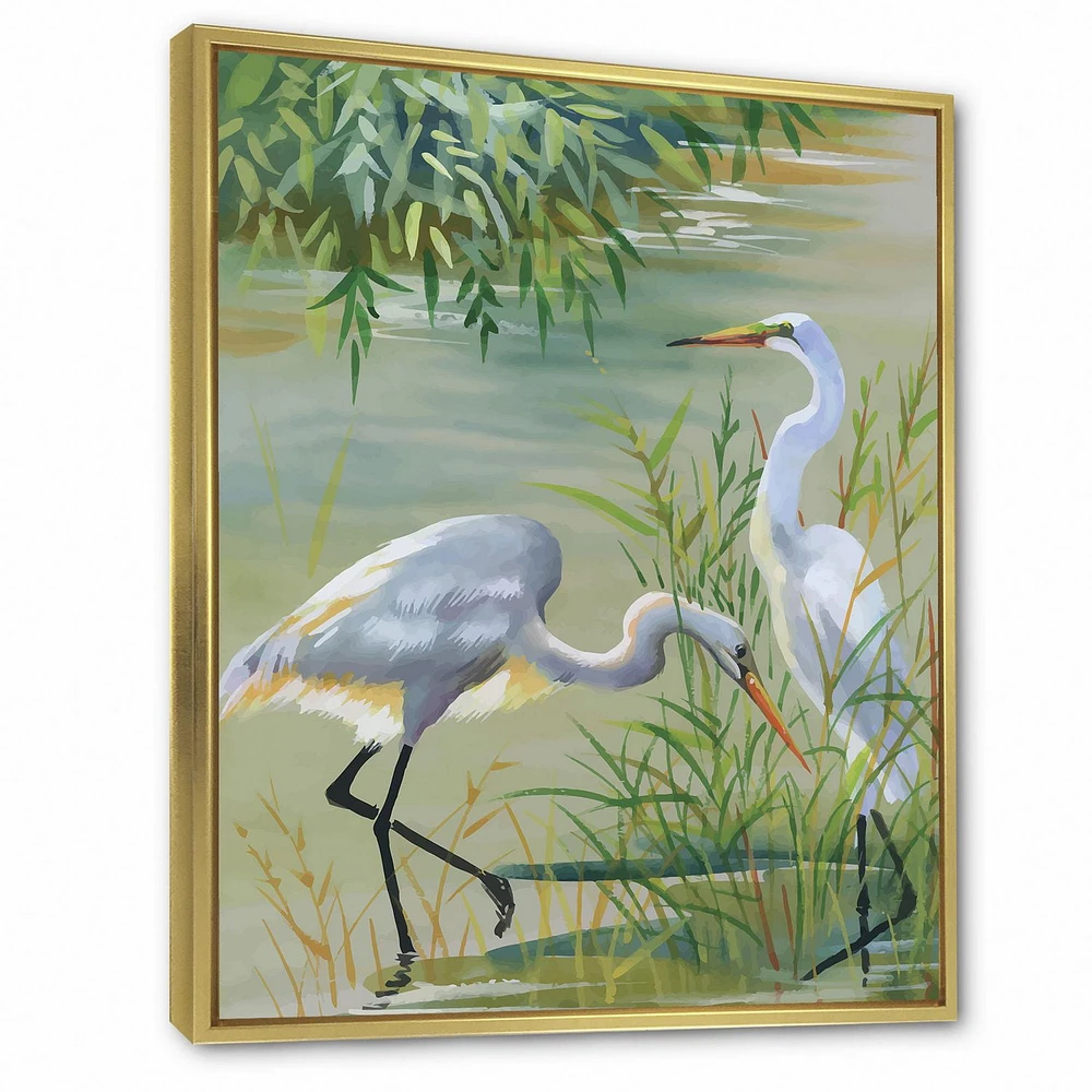 Designart Heron Birds I FLOAT FRAME WALL ART