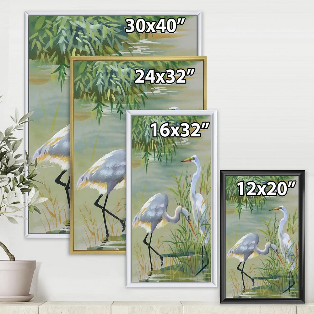 Designart Heron Birds I FLOAT FRAME WALL ART