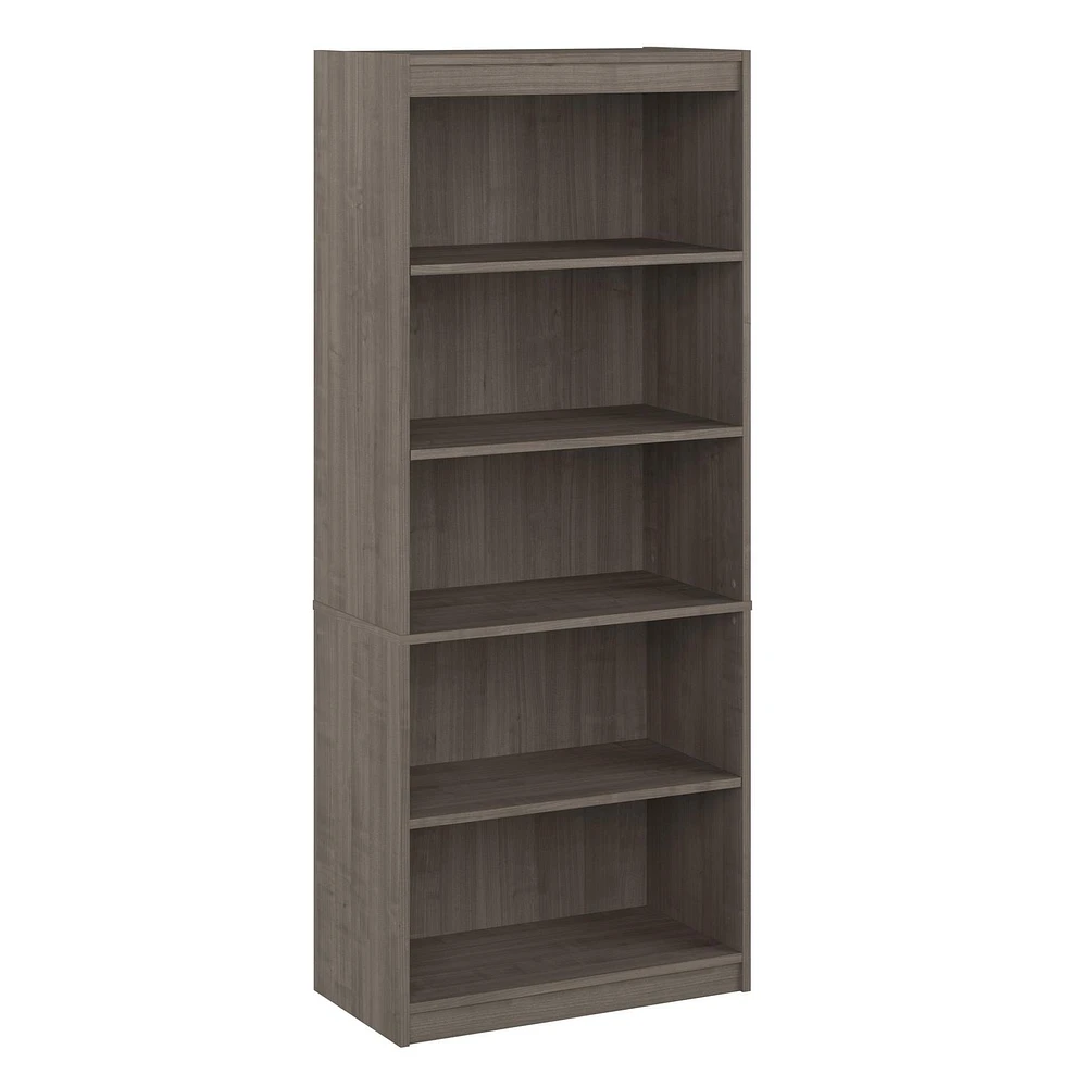 Bestar Universel 30W Standard 5 Shelf Bookcase in silver maple