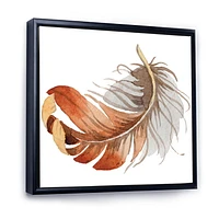 Designart Orange Ethnic Bird Feather FLOAT FRAME WALL ART