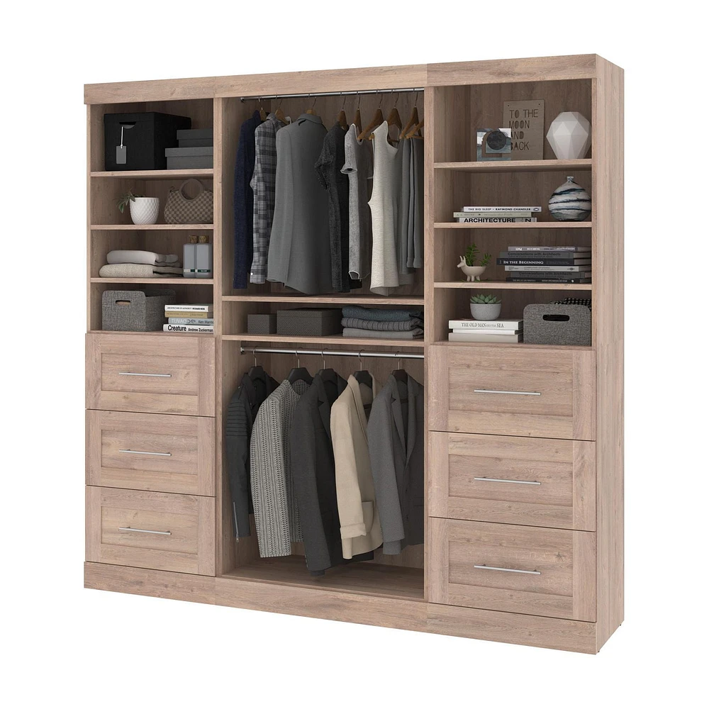 Bestar Pur 86W Closet Organizer  in rustic brown