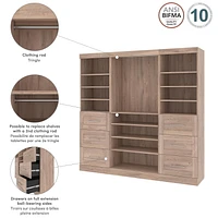 Bestar Pur 86W Closet Organizer  in rustic brown