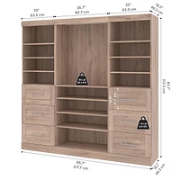 Bestar Pur 86W Closet Organizer  in rustic brown