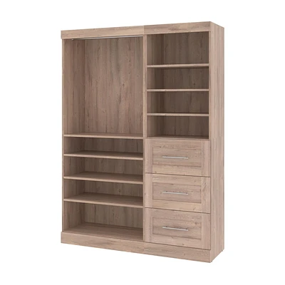 Bestar Pur 61W Closet Organizer in rustic brown