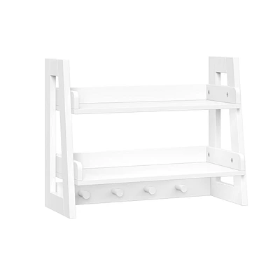 RiverRidge Home® Amery 2-Tier Ladder Wall Shelf with Hooks - White