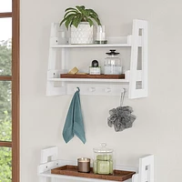 RiverRidge Home® Amery 2-Tier Ladder Wall Shelf with Hooks - White