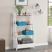 RiverRidge Home® Amery 4-Tier 24in Ladder Shelf with Open Storage Organizer - White