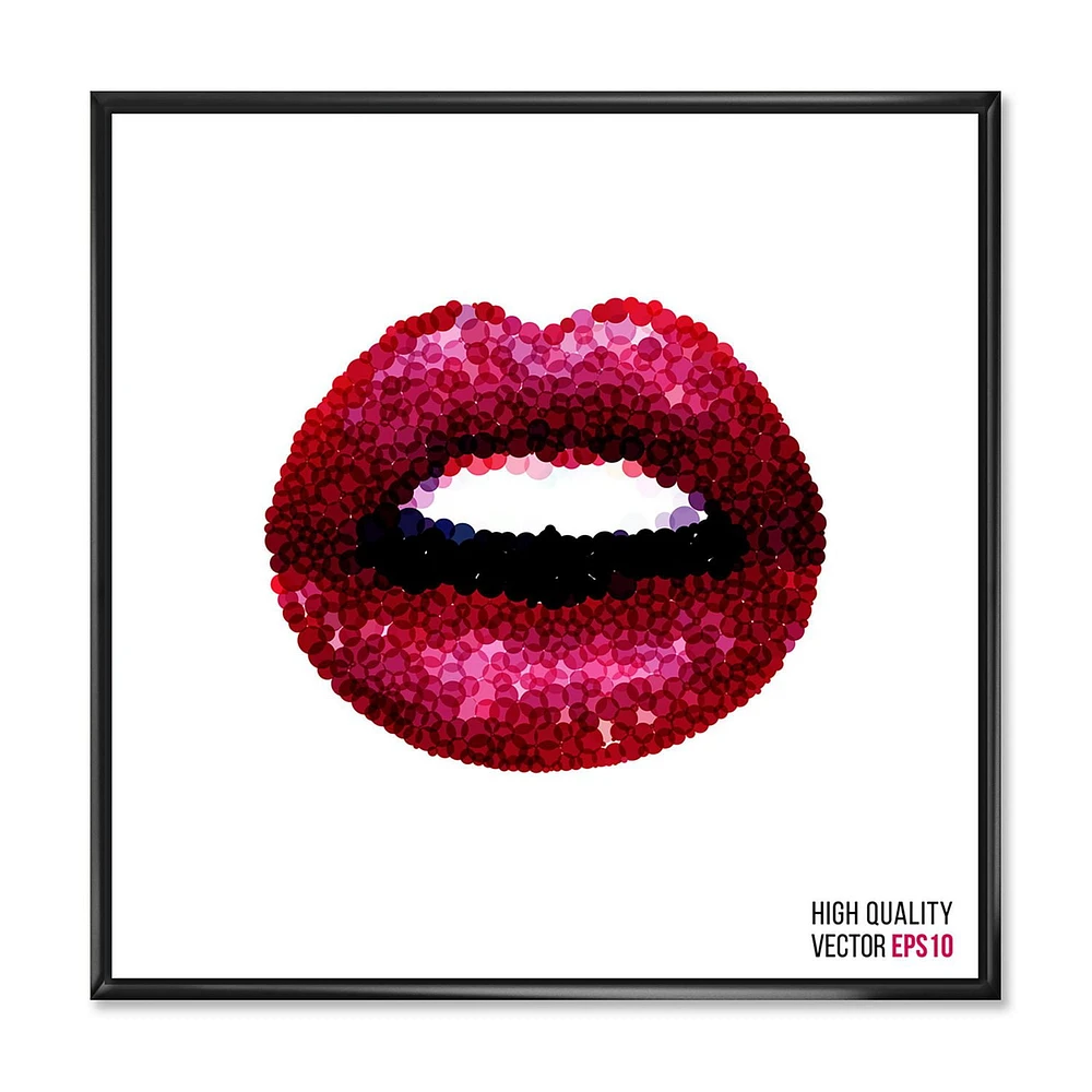 Designart Sexy Red Woman Lips FLOAT FRAME WALL ART