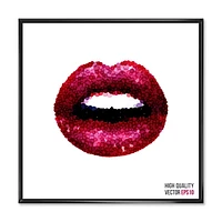 Designart Sexy Red Woman Lips FLOAT FRAME WALL ART