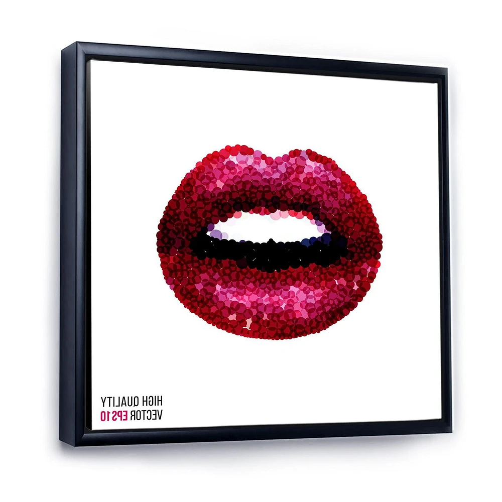 Designart Sexy Red Woman Lips FLOAT FRAME WALL ART