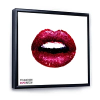 Designart Sexy Red Woman Lips FLOAT FRAME WALL ART