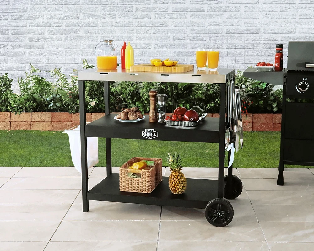 Expert Grill Superior Preparation Cart, Stainless Steel + Black, PCG2303W-C