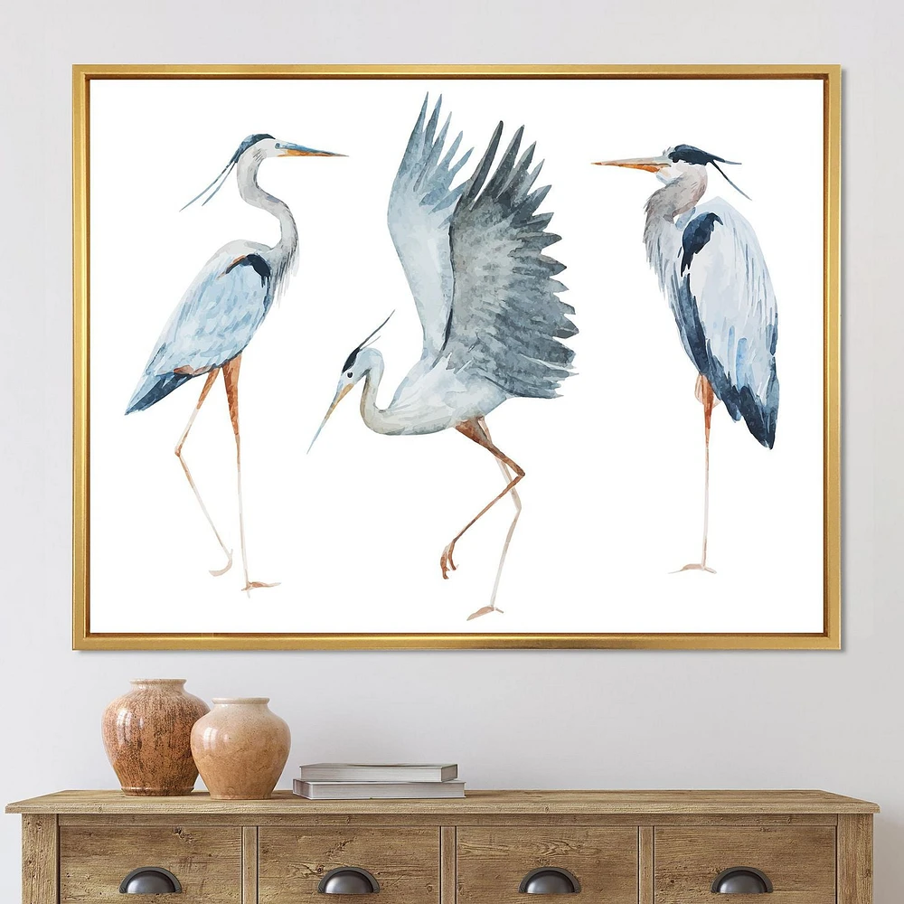 Designart Heron Birds II FLOAT FRAME WALL ART