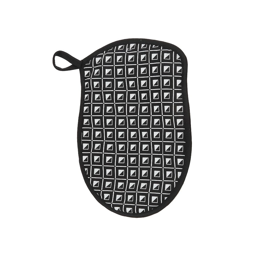 Silicon Print Pot Holder (Geo) (Black) - Set of 4