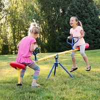 ACTIVPLAY Red, Yellow, Blue Swivel Teeter Totter, See Saw for Kids, Rust Resistant Powder Coated Steel Frame, Easy to Grasp Safety Handles