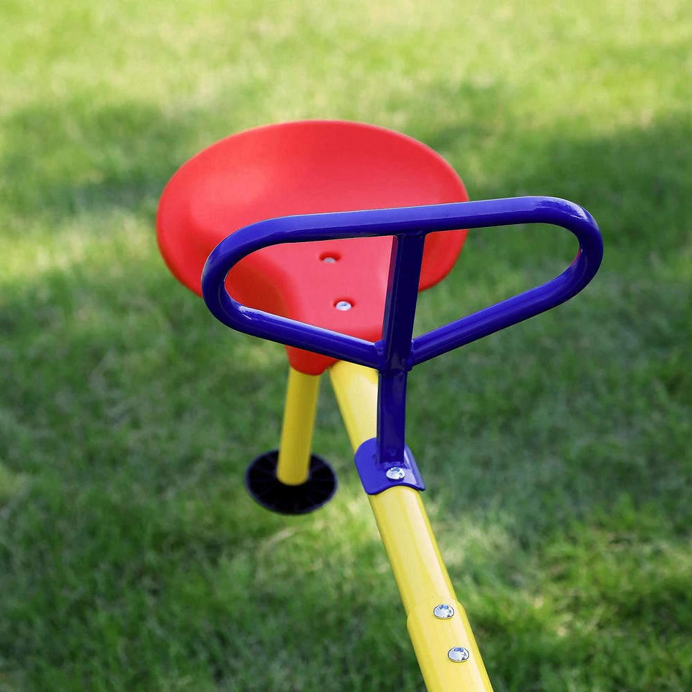 ACTIVPLAY Red, Yellow, Blue Swivel Teeter Totter, See Saw for Kids, Rust Resistant Powder Coated Steel Frame, Easy to Grasp Safety Handles