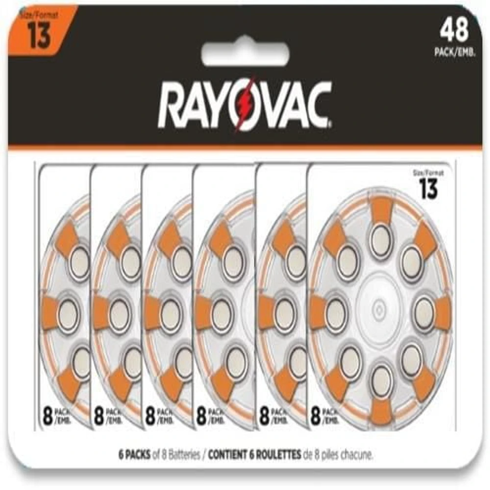 Rayovac Hearing Aid Size 13 Batteries, 48 Pack, Pack of 48 batteries