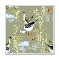 Designart Herons Birds In The Water FLOAT FRAME WALL ART